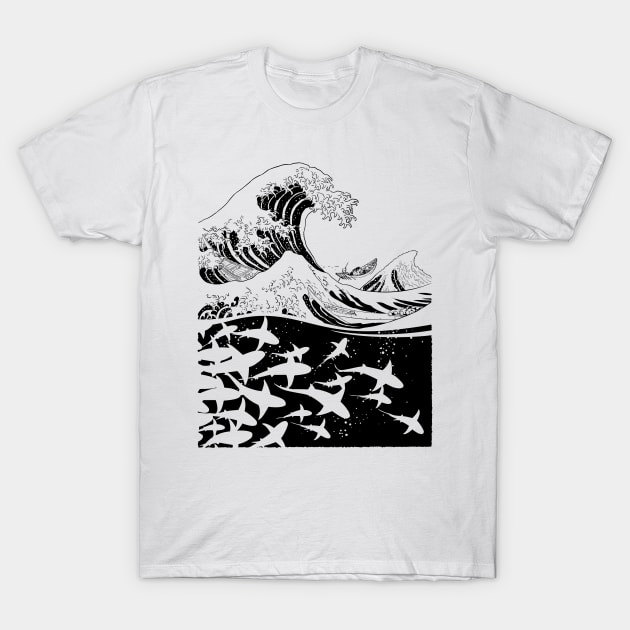 Wave of sharks T-Shirt by albertocubatas